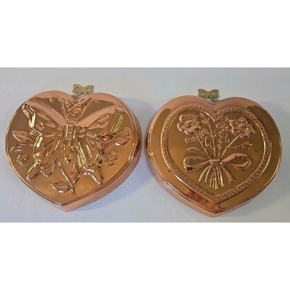 Vintage Copper Molds Butterfly Floral Bouquet Ribbon Himark Copper Shoppe 8”x 7”